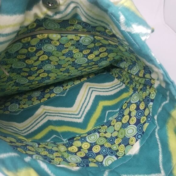 Lightweight Canvas Chevron Bag with Fabric Rose - Picture 11 of 16